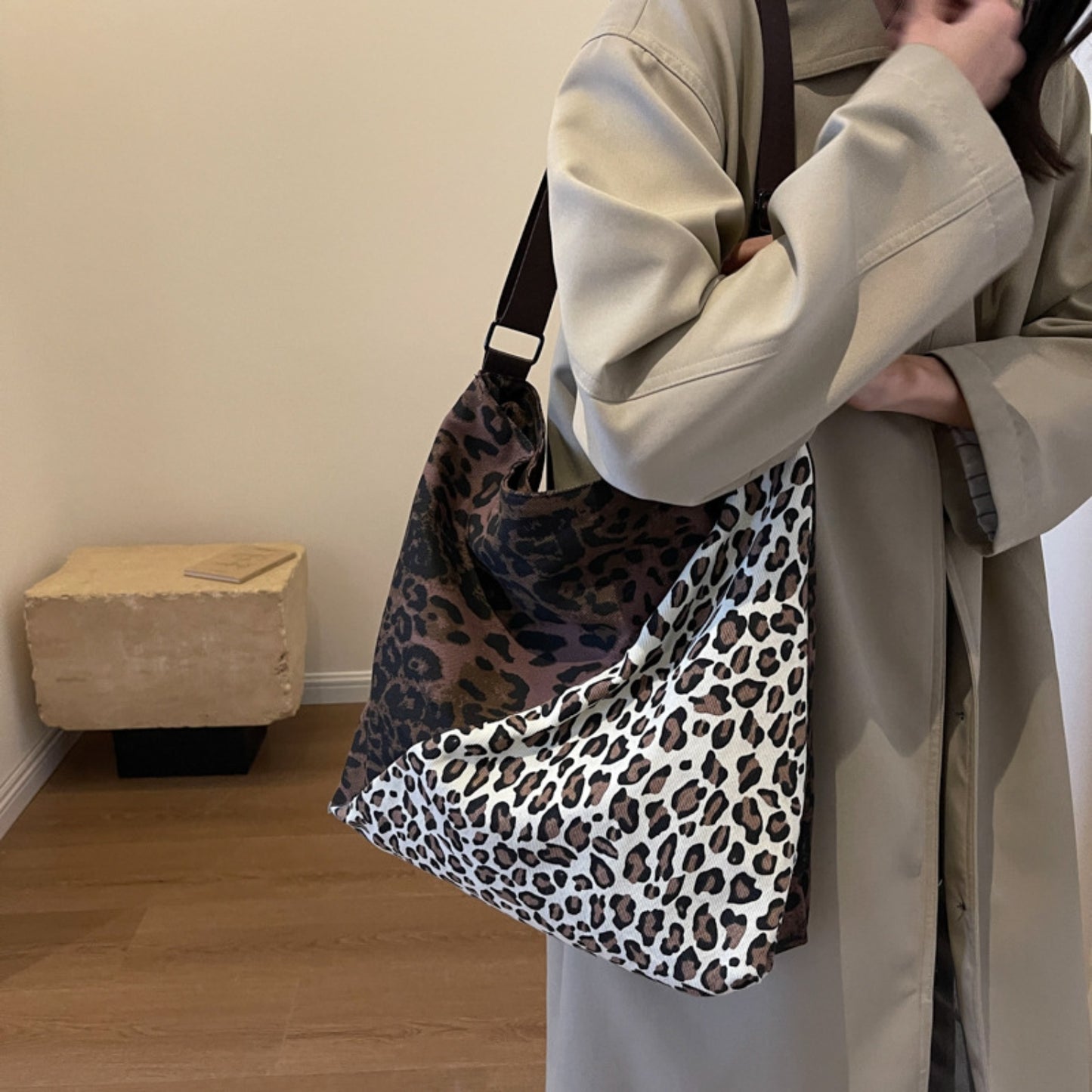 Honeybee Mumford's Leopard Contrast Adjustable Strap Shoulder Bag