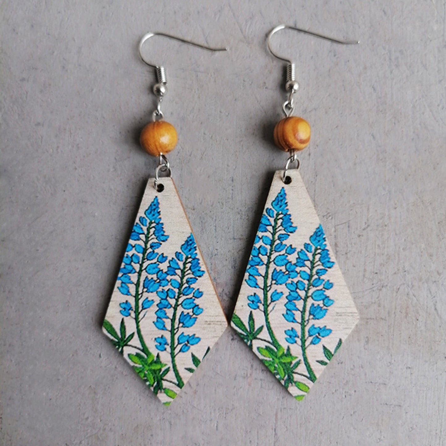 honeybee Mumford's Floral Wooden Teardrop Earrings