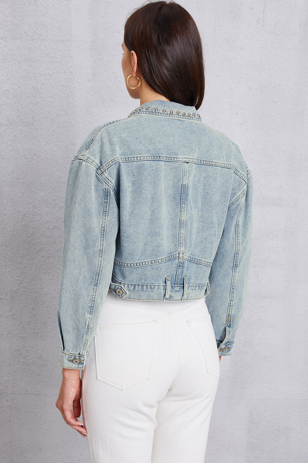 Honeybee Mumford's Studded Dropped Shoulder Denim Jacket