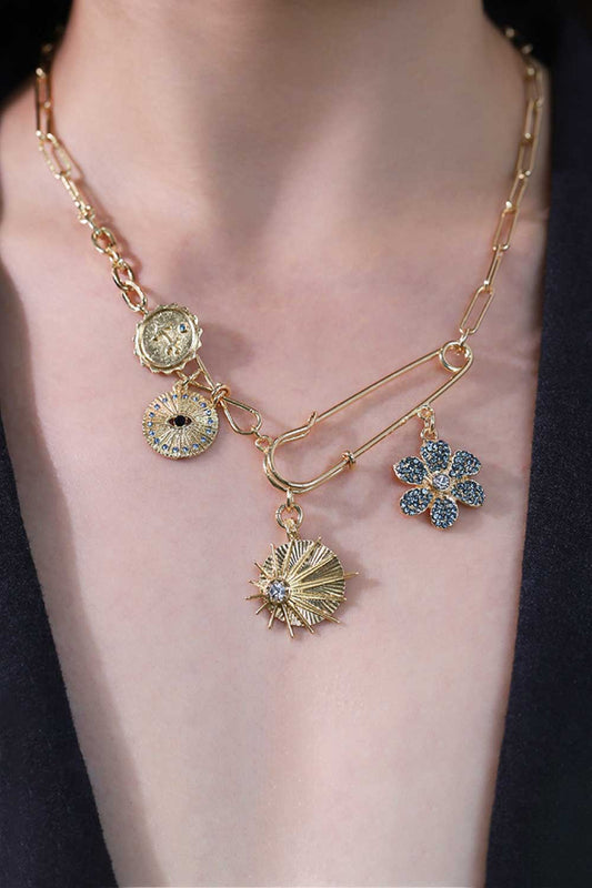 honeybee Mumford's Rhinestone Flower Paperclip Chain Necklace