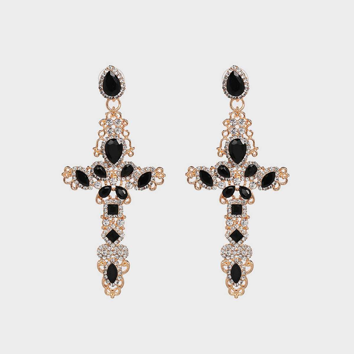 honeybee Mumford's Rhinestone Alloy Cross Earrings