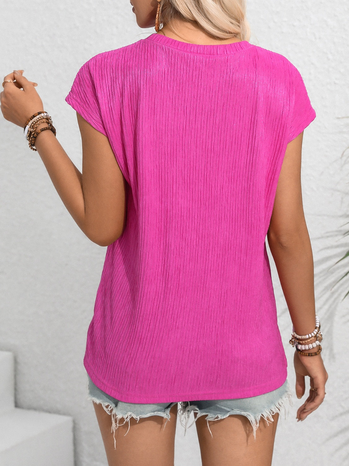 Honeybee Mumford's Round Neck Cap Sleeve Blouse