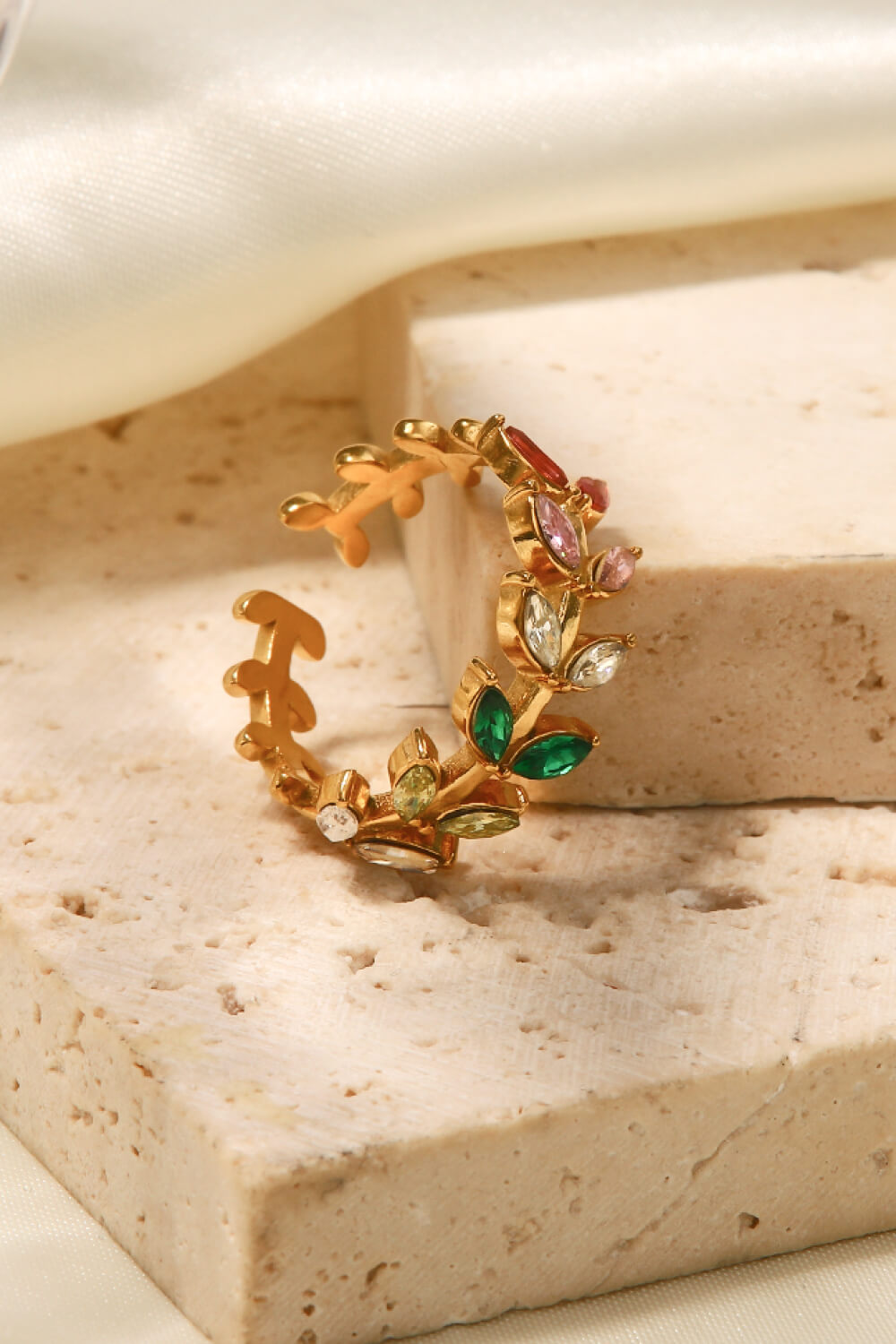 Honeybee Mumford's 18K Gold-Plated Leaf Open Ring