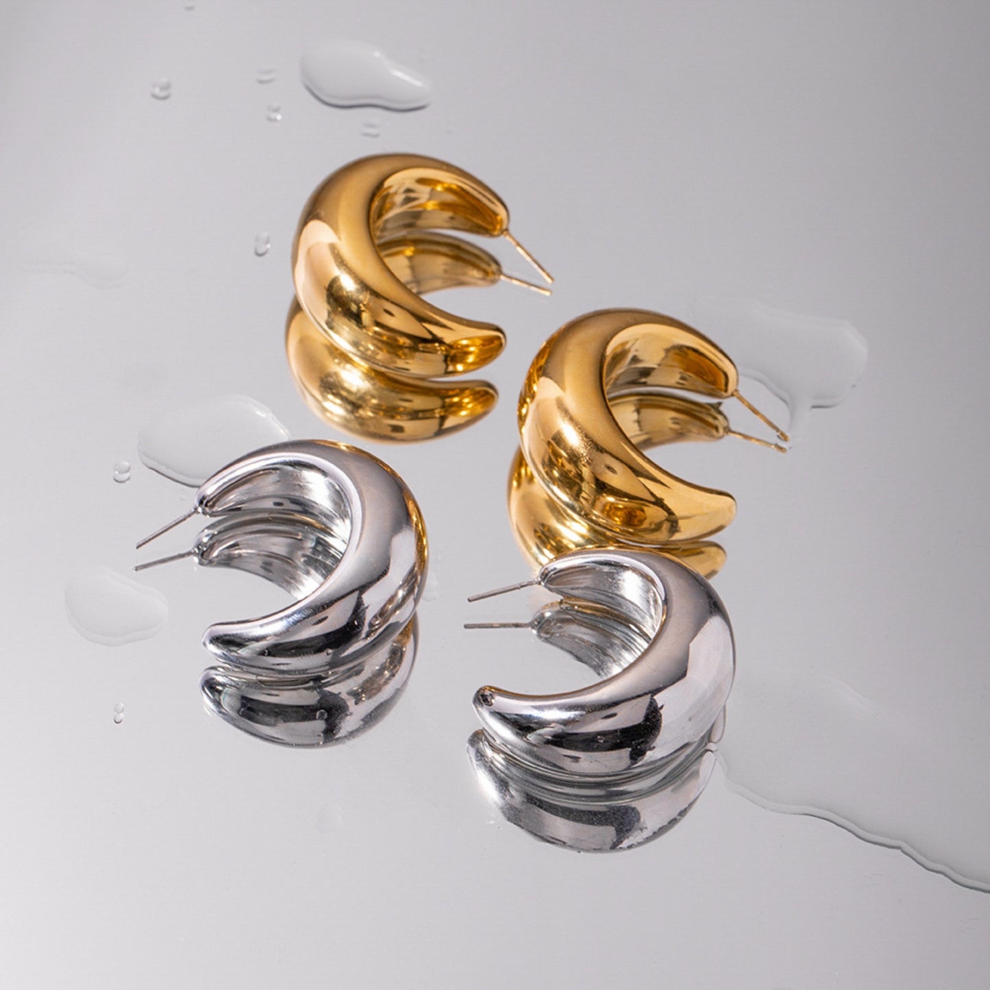 honeybee Mumford's 18K Gold-Plated Moon Crescent Earrings