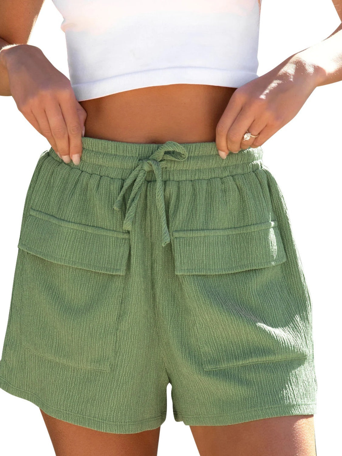 Honeybee Mumford's Drawstring High Waist Shorts with Pockets