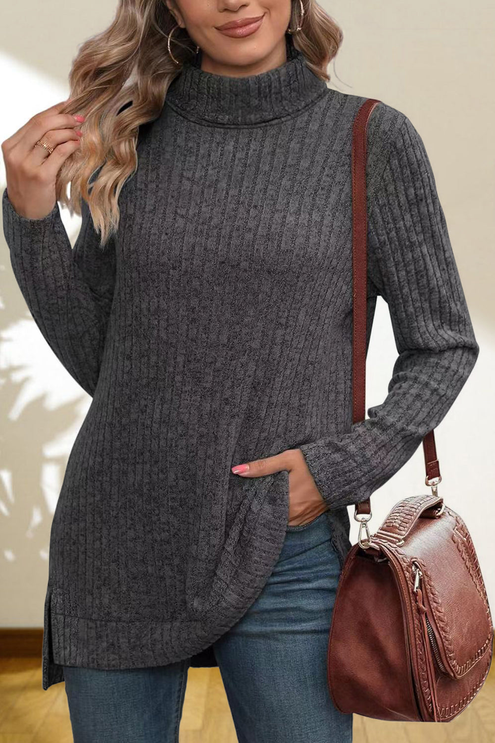 Honeybee Mumford's Turtleneck High Low Top