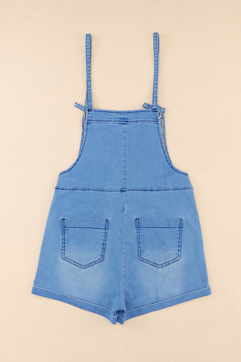 Honeybee Mumford's Sky Blue Grommet Tie Straps Casual Denim Romper