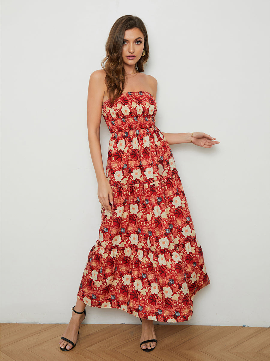 Honeybee Mumford's Floral Strapless Low-Back Dress