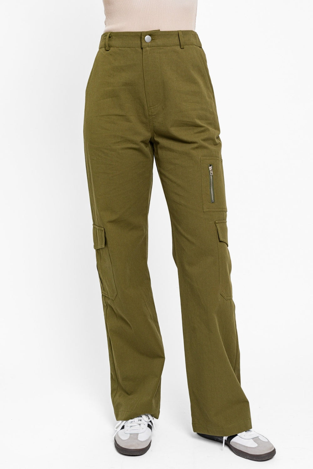 Honeybee Mumford's High Waisted Wide Leg Cargo Pants with Pockets