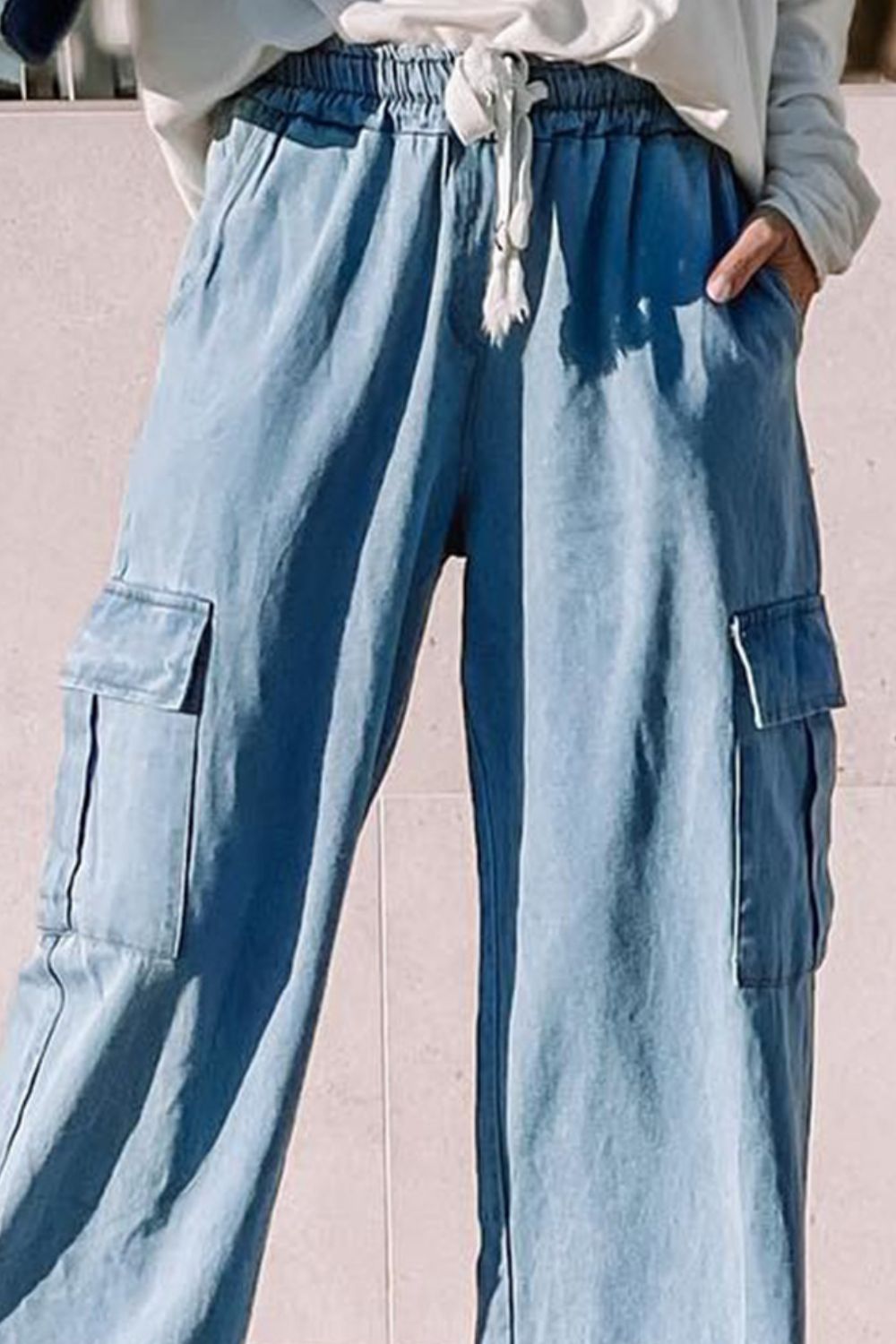 Honeybee Mumford's Drawstring Wide Leg Jeans with Pockets