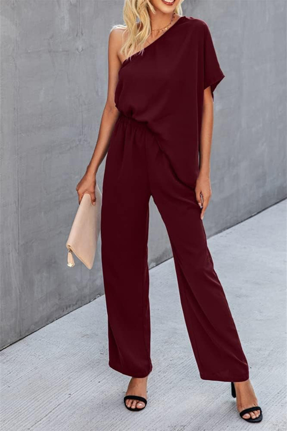 Honeybee Mumford's Single Shoulder Short Sleeve Jumpsuit