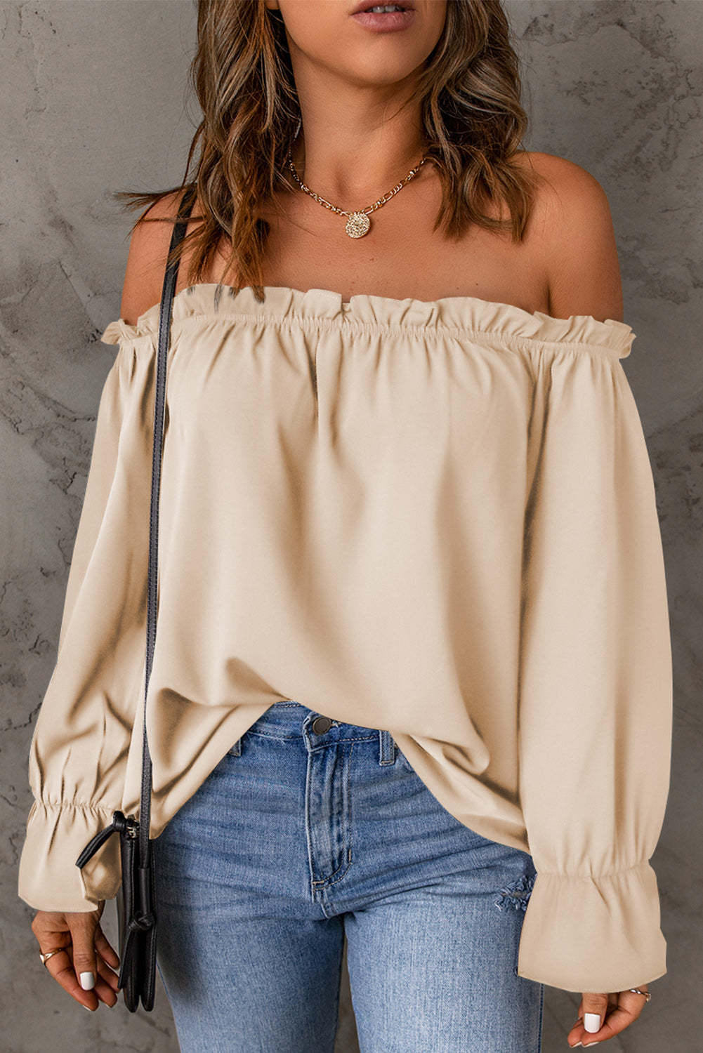 Honeybee Mumford's Off-Shoulder Flounce Sleeve Blouse