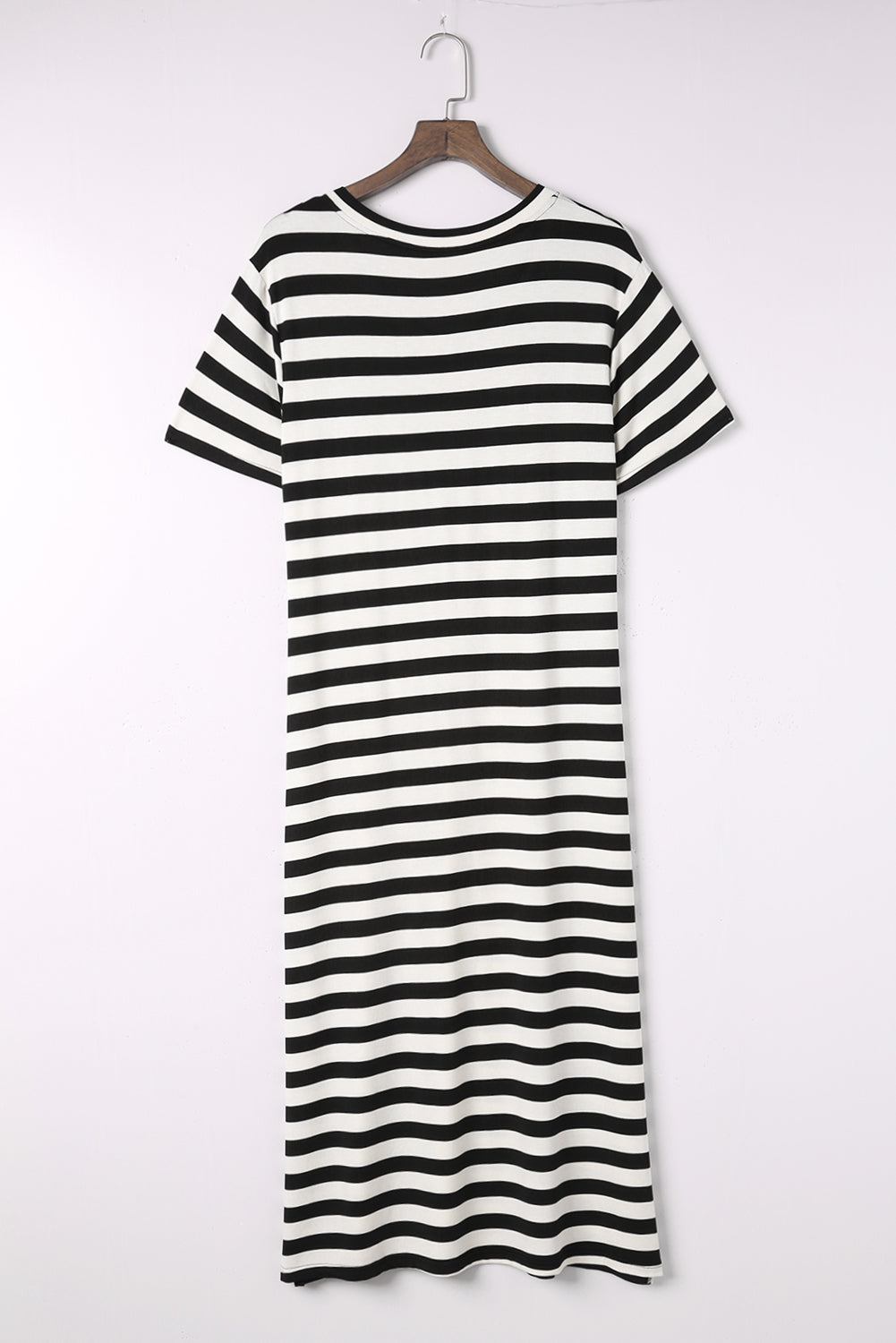 Honeybee Mumford's Striped V-Neck Short Sleeve Side Slit Dress