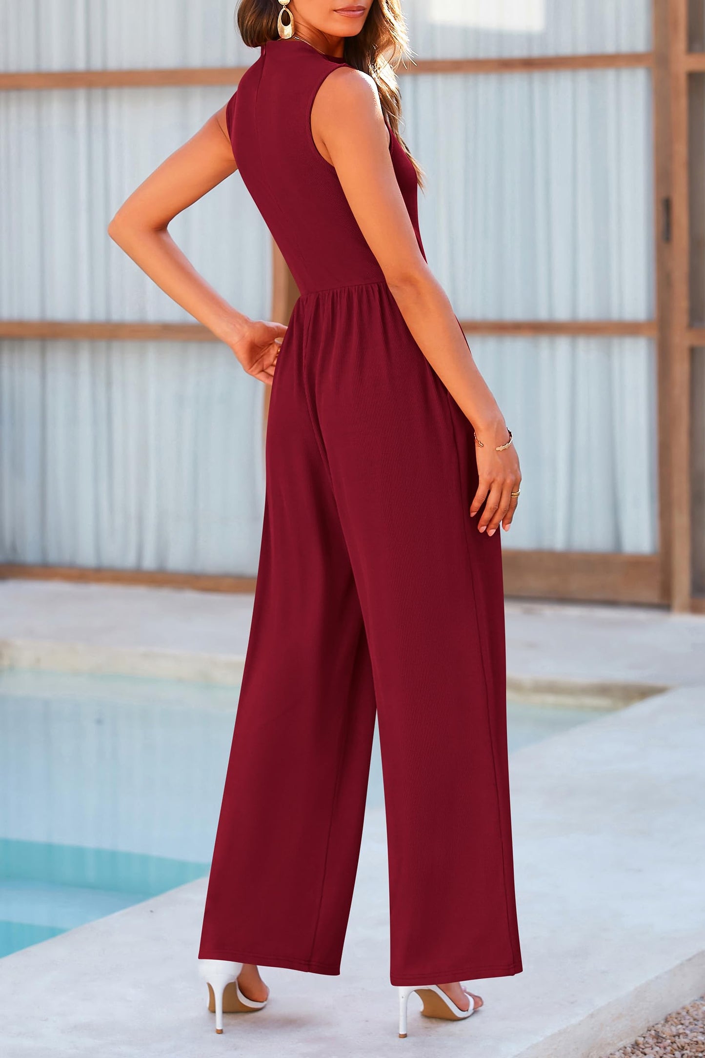 Honeybee Mumford's Mock Neck Sleeveless Wide Leg Jumpsuit