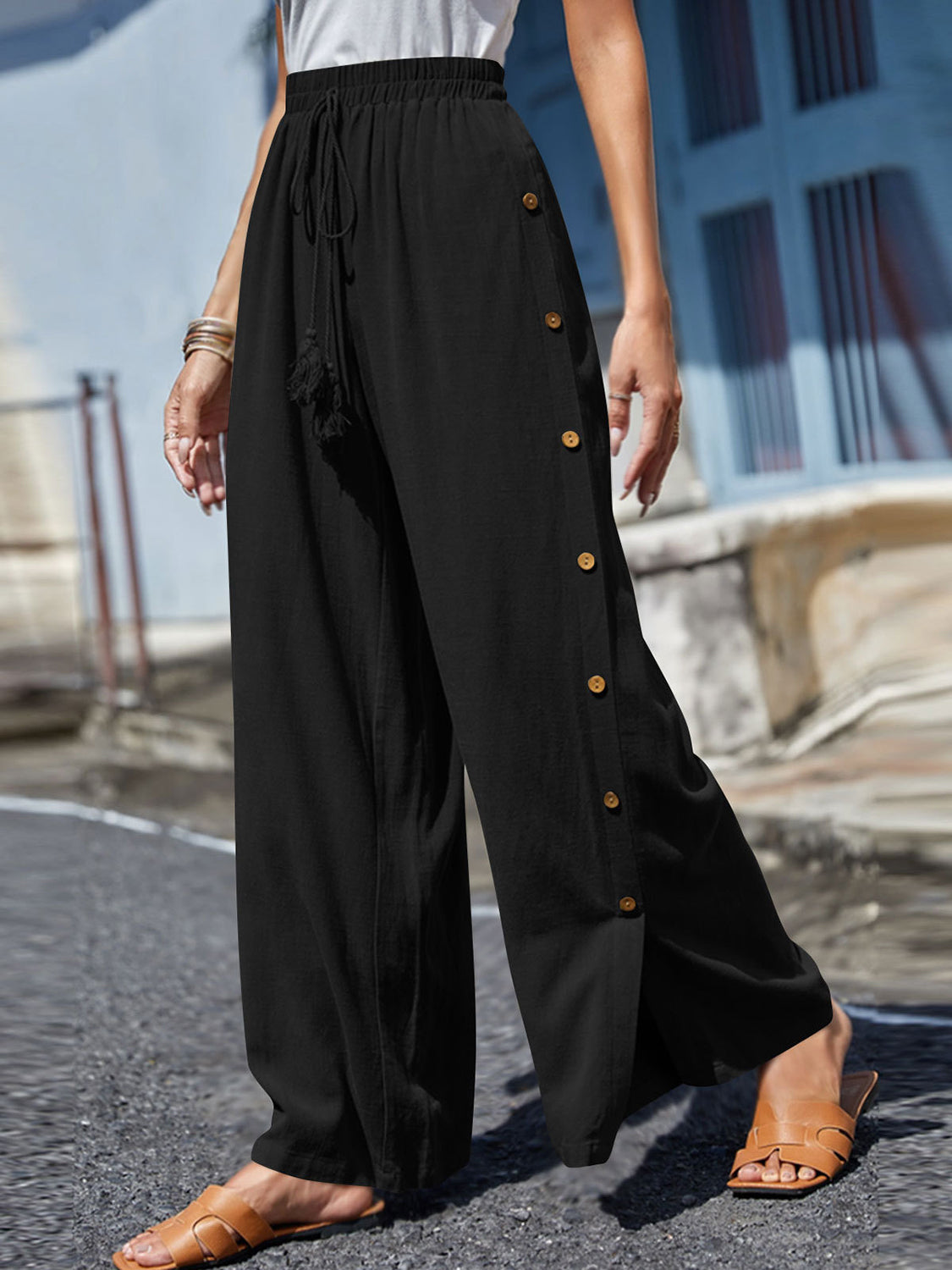 Honeybee Mumford's Full Size Tassel Wide Leg Pants