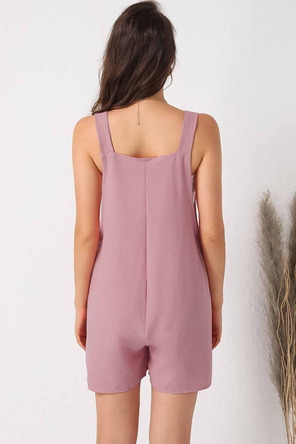 Honeybee Mumford's Pink Adjustable Straps Pocketed Textured Romper