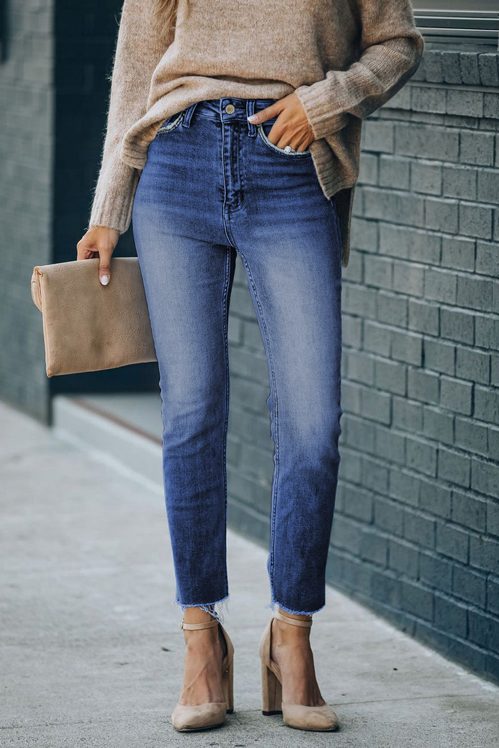 Honeybee Mumford's High Waist Raw Hem Skinny Jeans