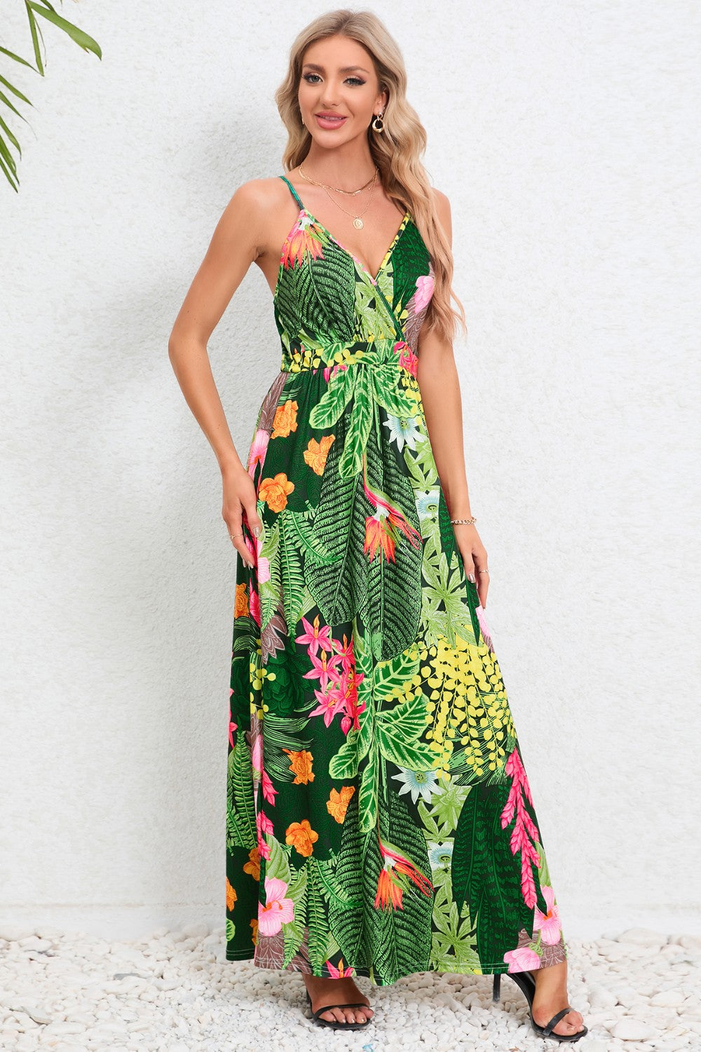 Honeybee Mumford's Printed Surplice Maxi Cami Dress