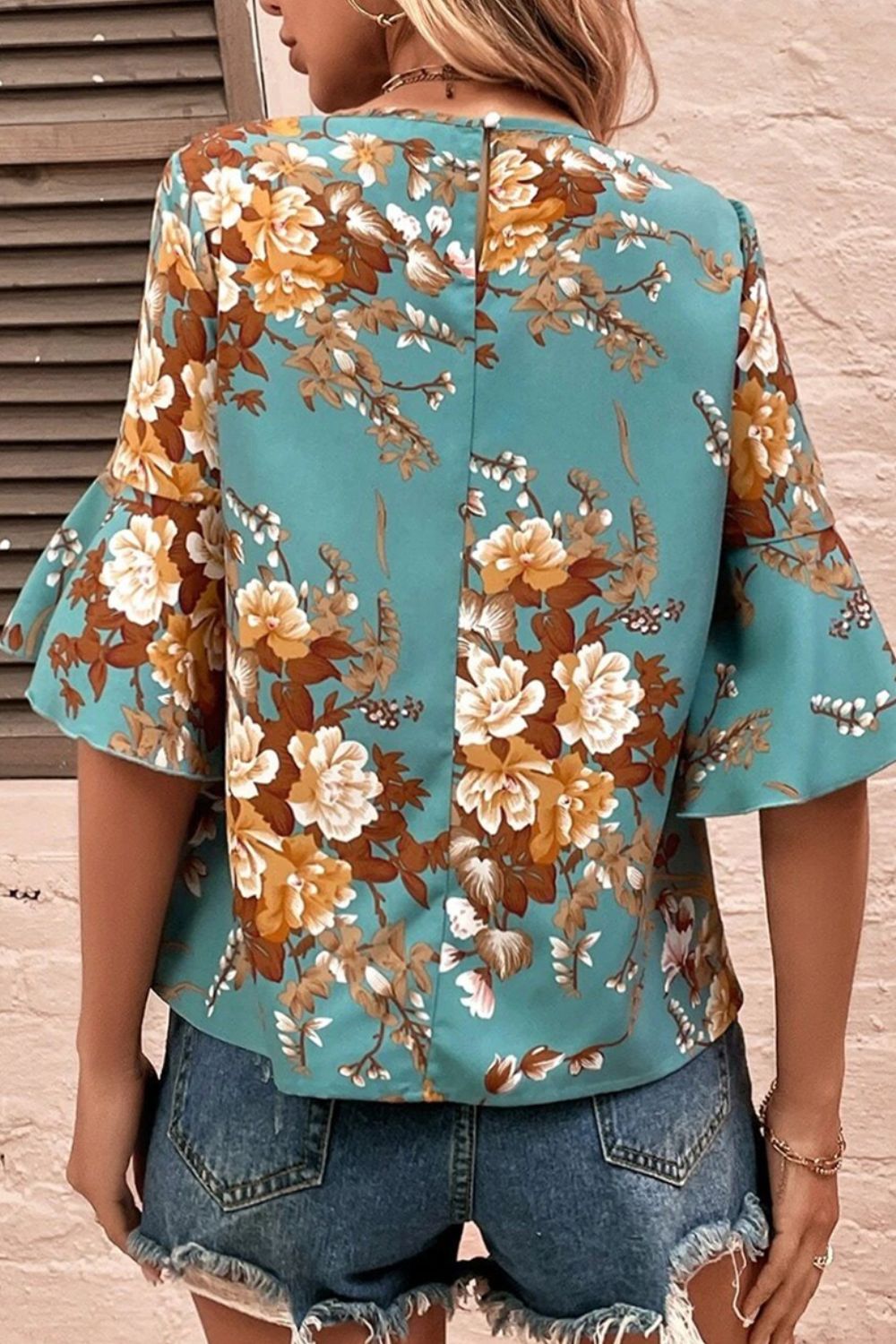 Honeybee Mumford's Printed Round Neck Half Sleeve Blouse