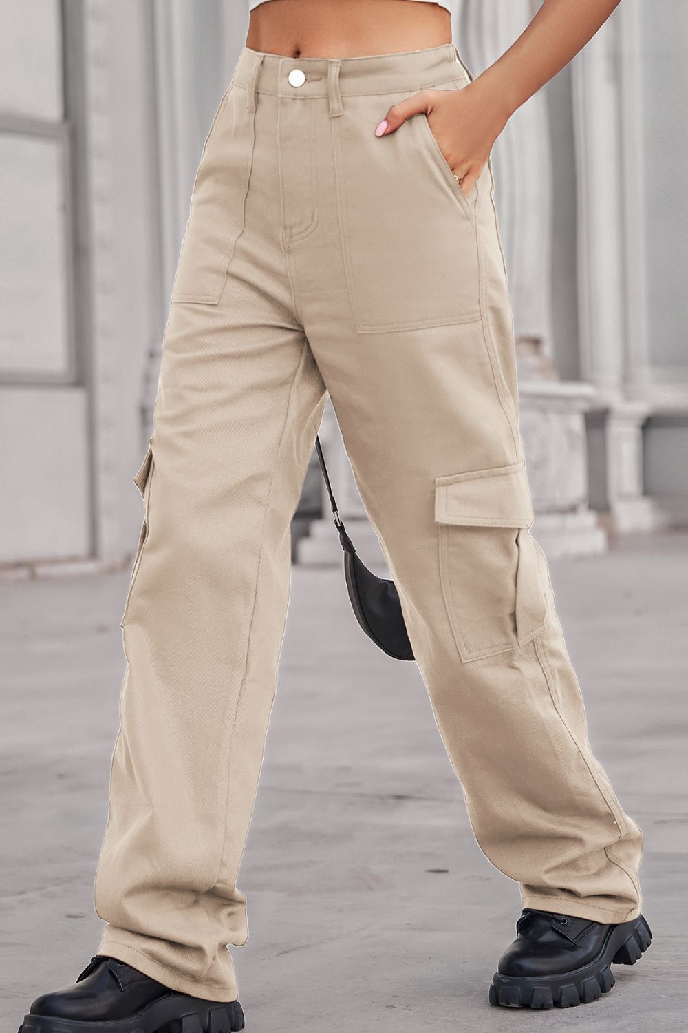 Honeybee Mumford's Long Straight Leg Jeans with Pockets (Army Green,Black,Dark Gray and more )