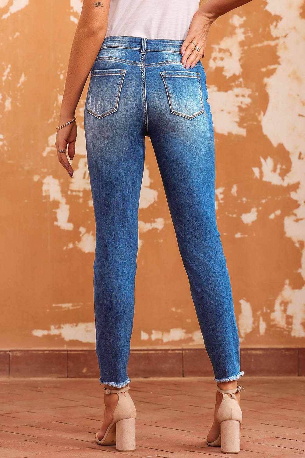 Honeybee Mumford's Blue Raw Hem Ankle-length Skinny Jeans