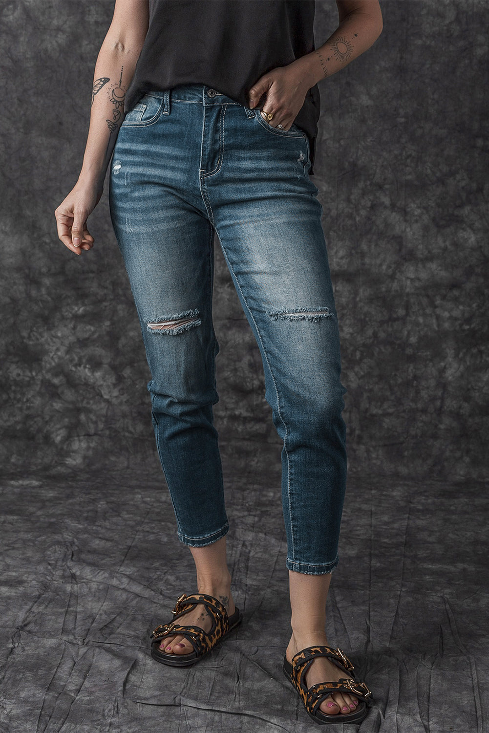 Honeybee Mumford's Blue Distressed Ripped Skinny Jeans