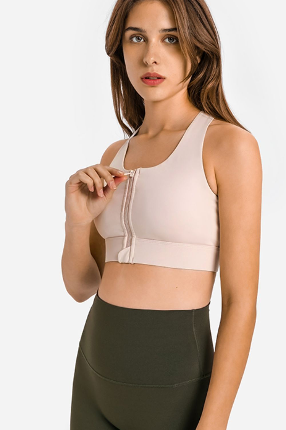 Honeybee Mumford's Zip Up Racerback Sports Bra