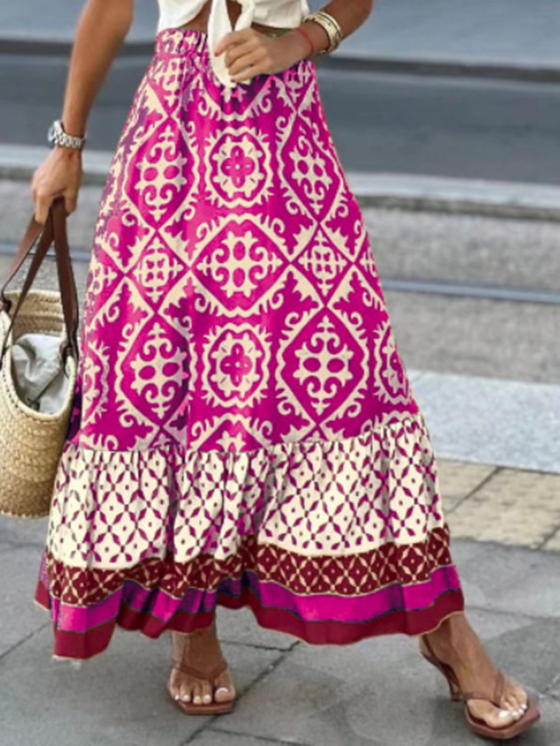 Honeybee Mumford's Geometric Elastic Waist Maxi Skirt