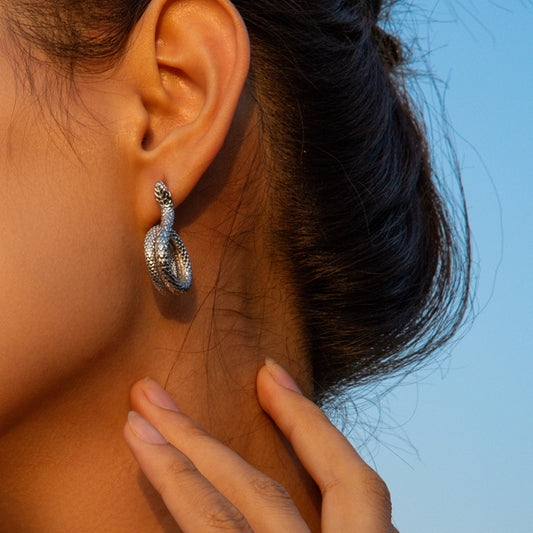 honeybee Mumford's Silver-Plated Snake Earrings