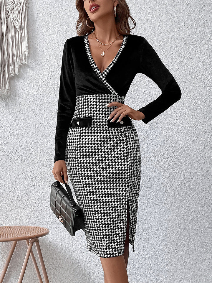 Honeybee Mumford's Surplice Neck Houndstooth Dress