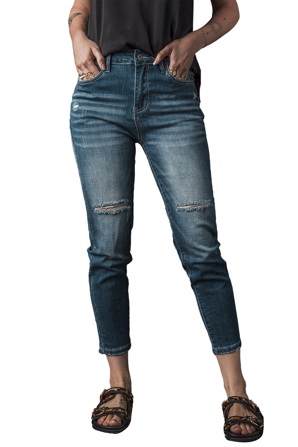 Honeybee Mumford's Blue Distressed Ripped Skinny Jeans