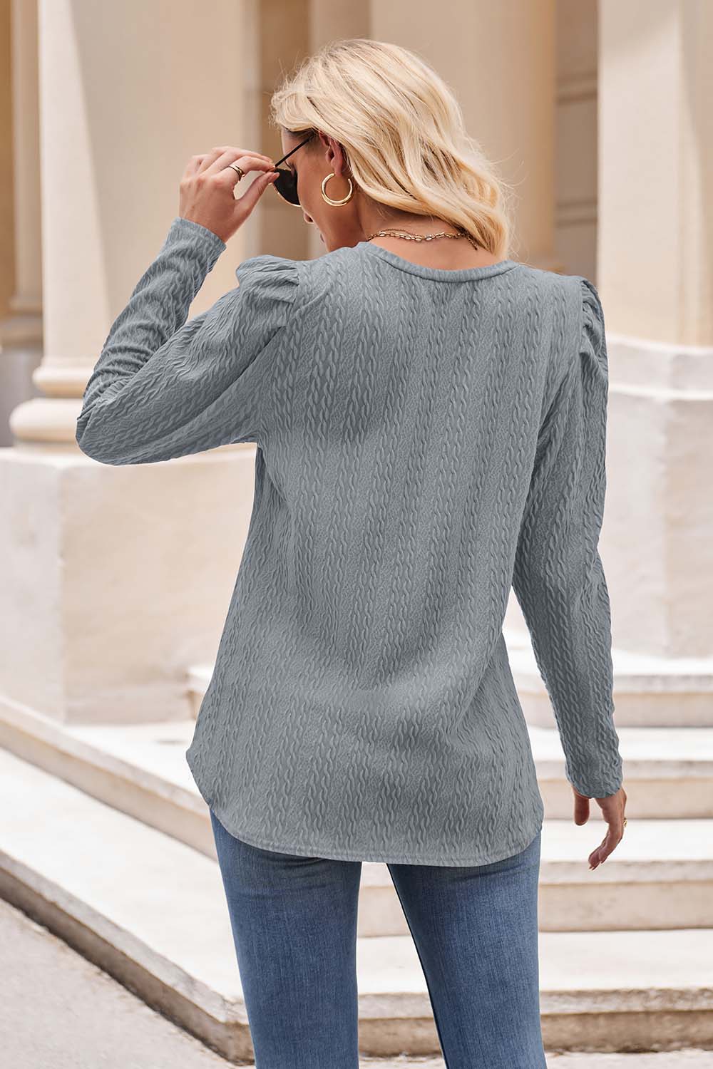 Honeybee Mumford's Round Neck Puff Sleeve Blouse