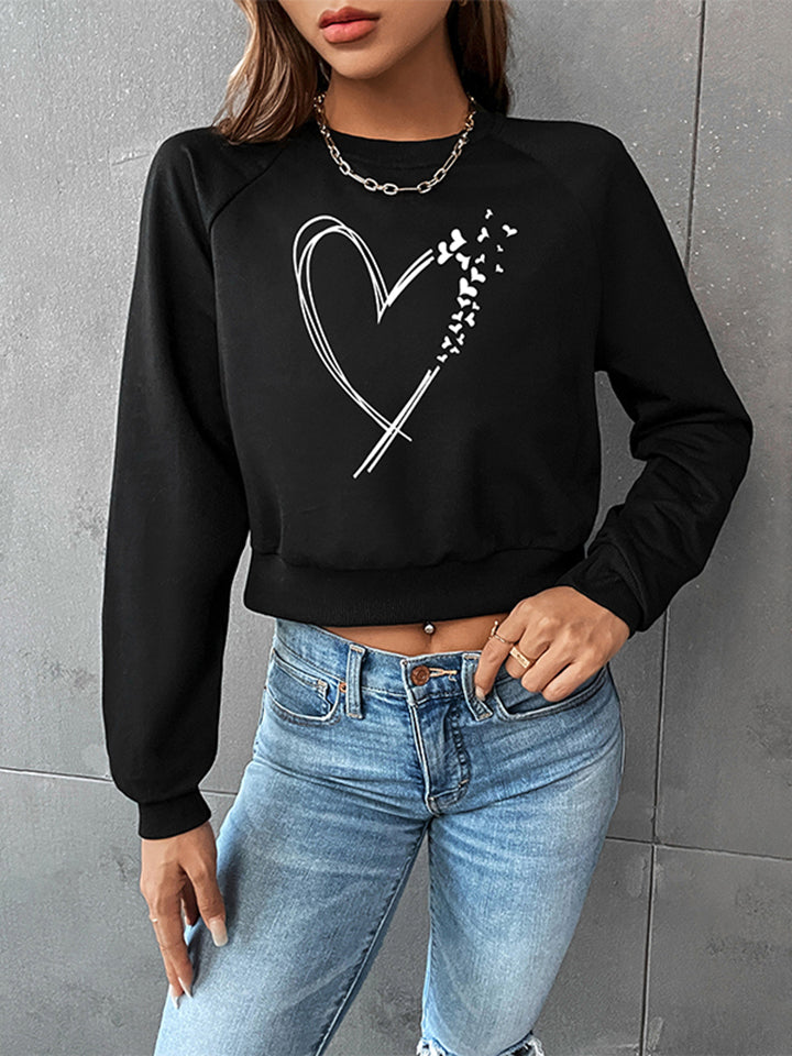 Honeybee Mumford's Round Neck Sleeve Heart Graphic Sweatshirt