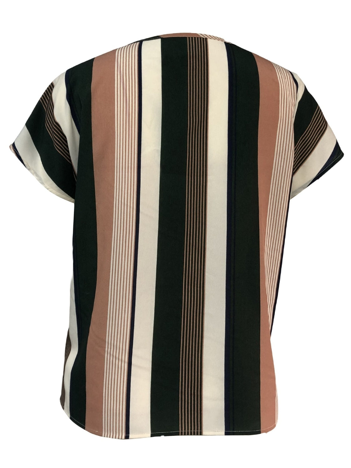 Honeybee Mumford's Striped Notched Short Sleeve Blouse