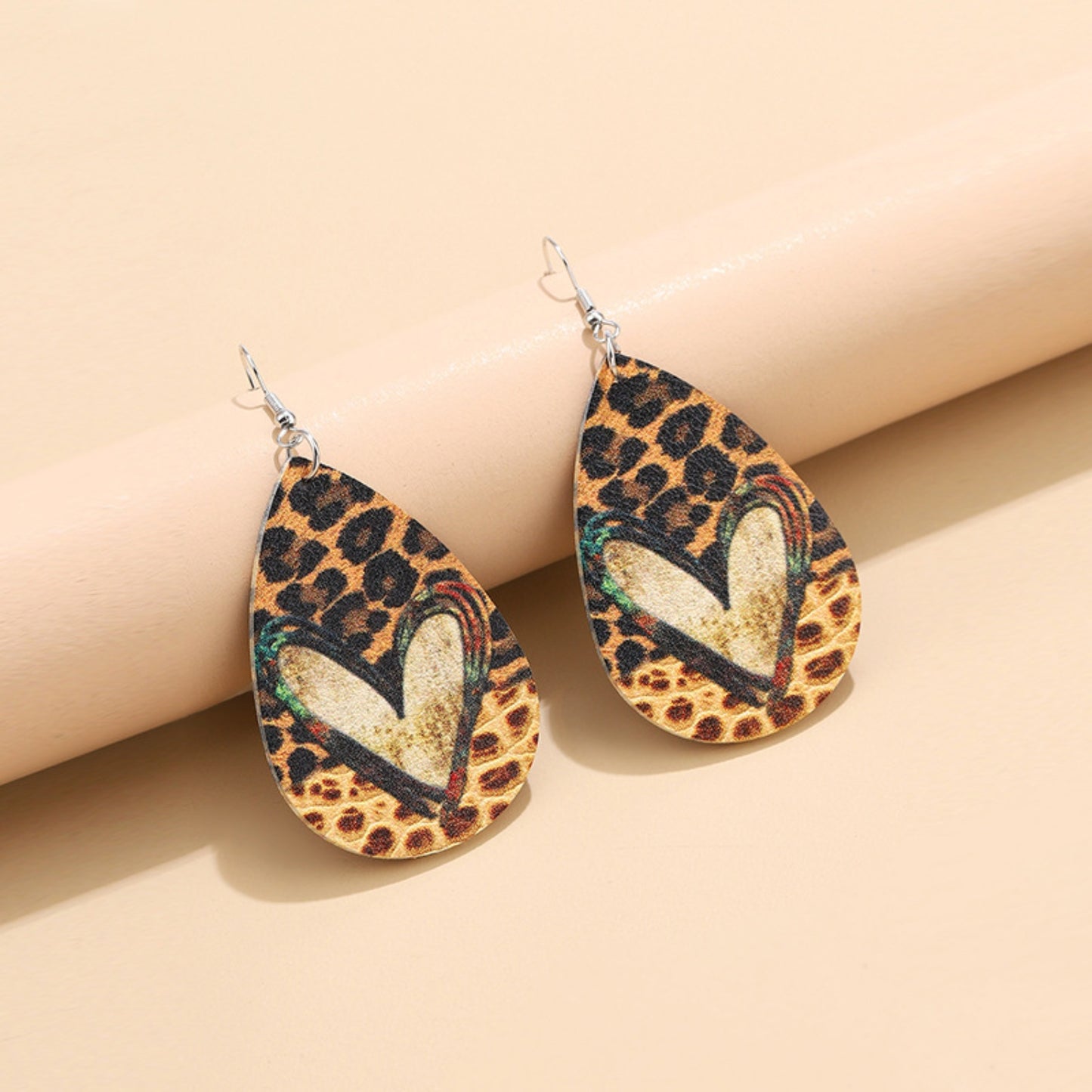 honeybee Mumford's Leather Leopard Teardrop Earrings