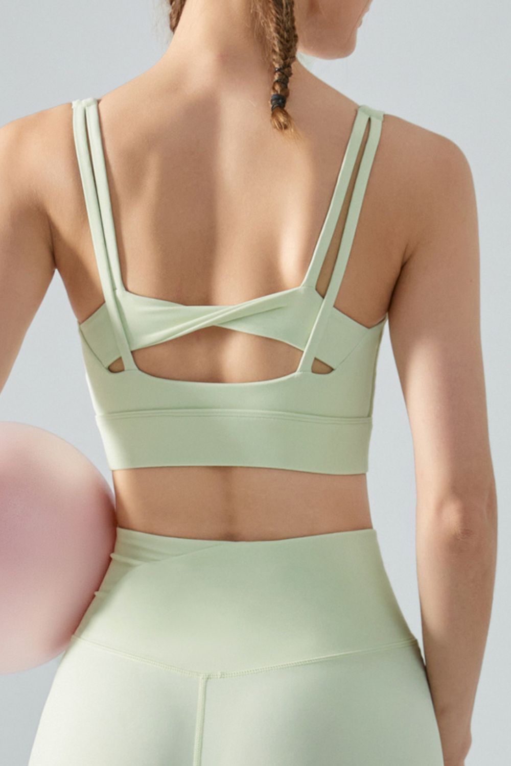 Honeybee Mumford's Faux Layered Twist Back Cutout Sports Bra