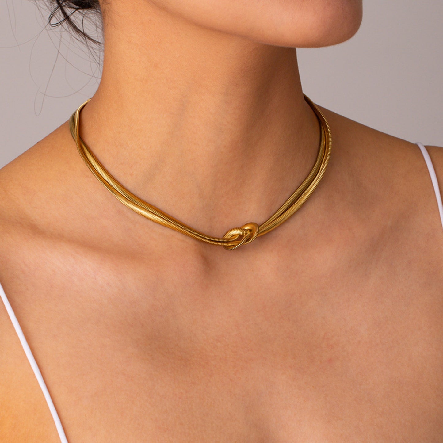 Honeybee Mumford's Double Layered Knot Herringbone Choker Necklace