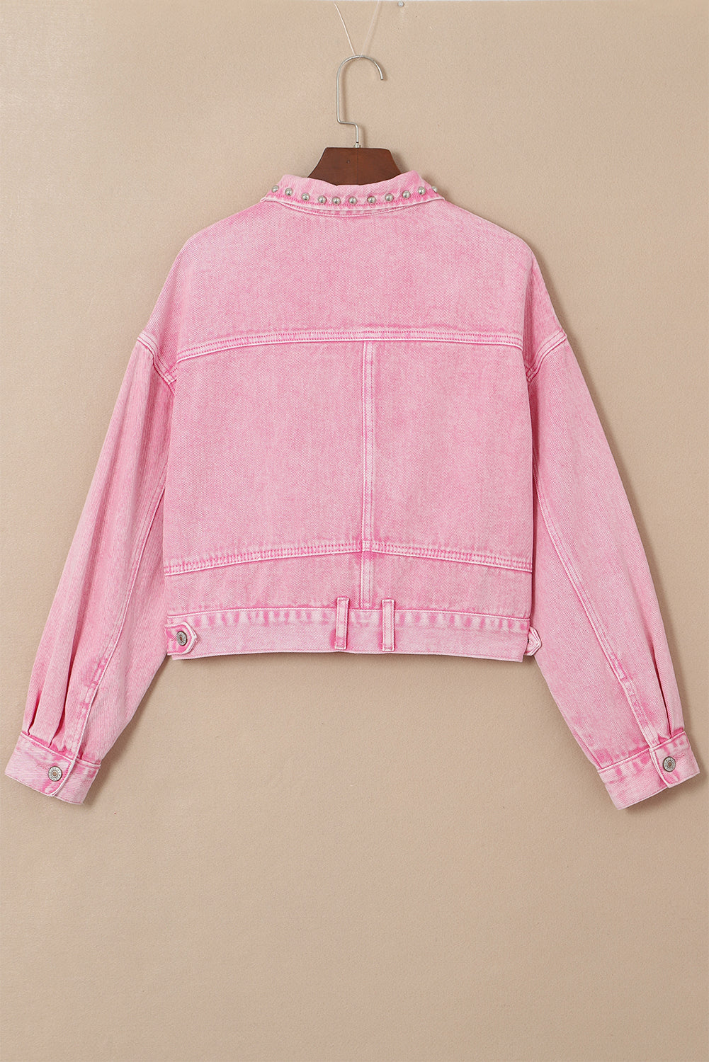 Honeybee Mumford's Pink Rivet Studded Pocketed Denim Jacket