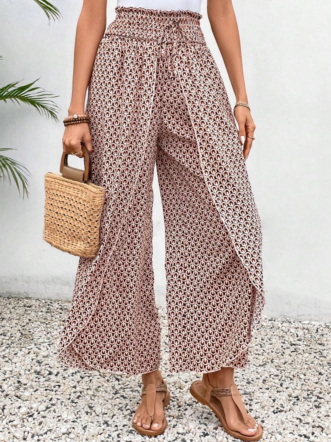 Honeybee Mumford's Tied Printed Wide Leg Pants