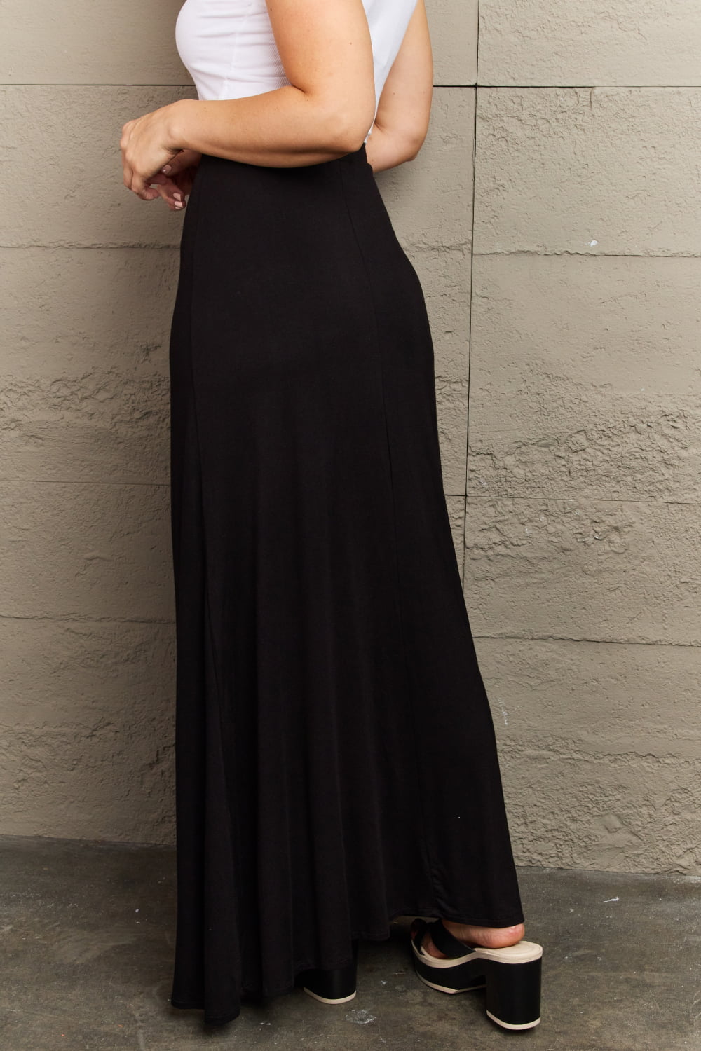 Honeybee Mumford's For The Day Full Size Flare Maxi Skirt in Black