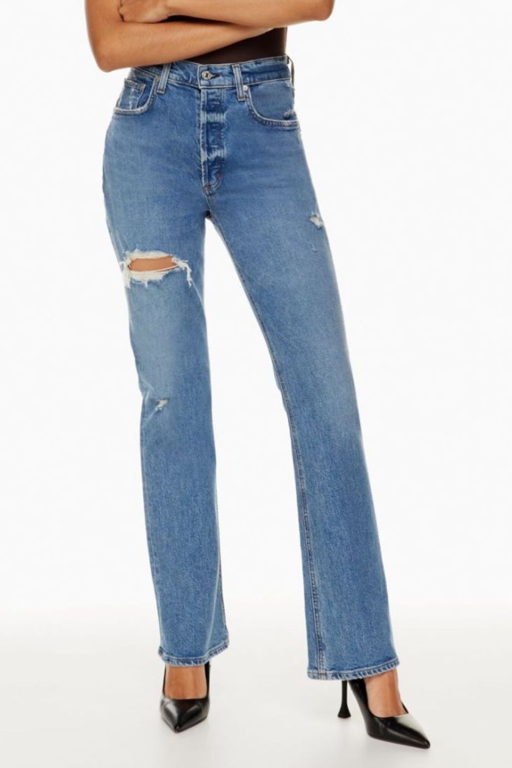 Honeybee Mumford's Distressed Straight Jeans with Pockets