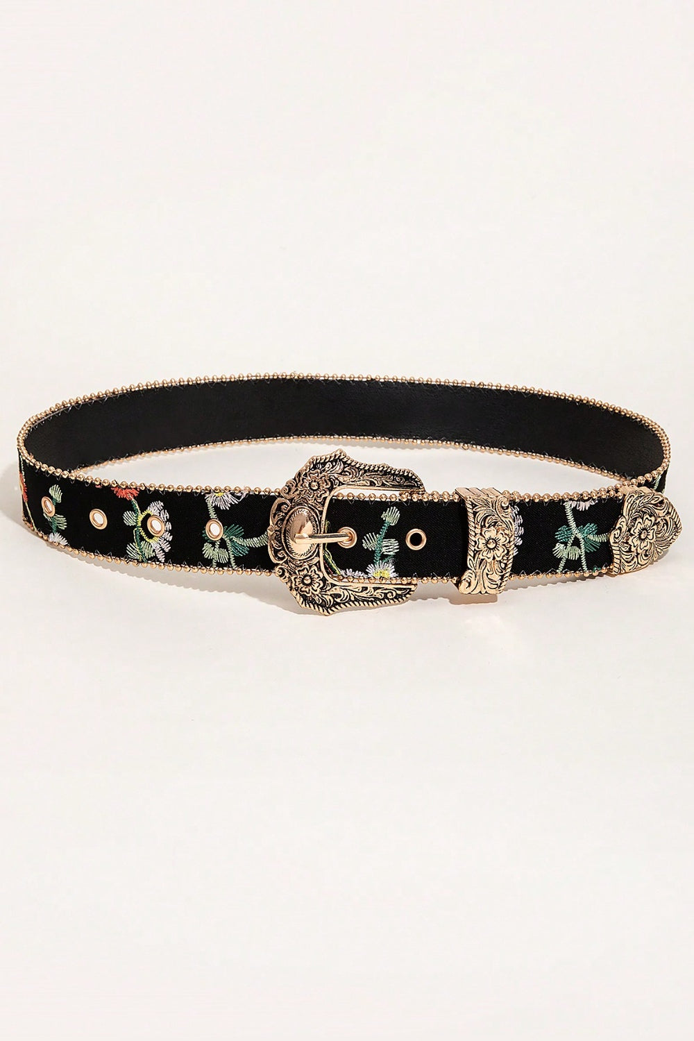 Honeybee Mumford's Embroidered Leather Adjustable Buckle Belt