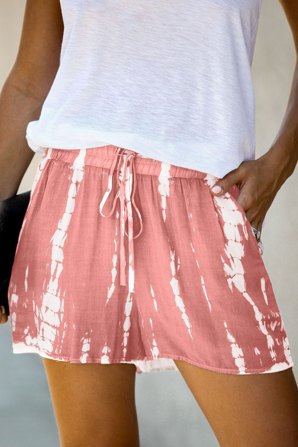 Honeybee Mumford's Pink Tie Dye Drawstring Casual Shorts