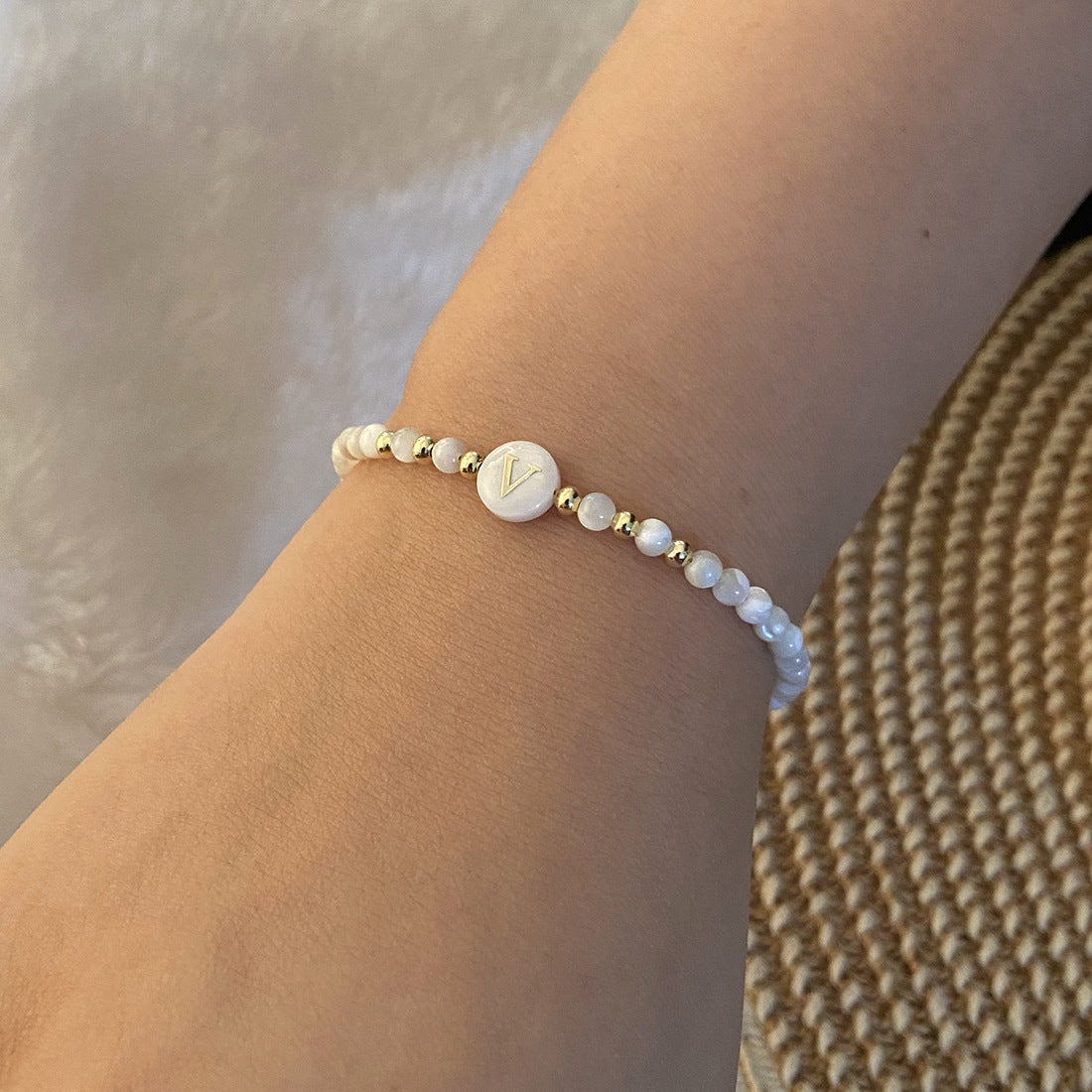 Honeybee Mumford's Shell Letter Bead Bracelet