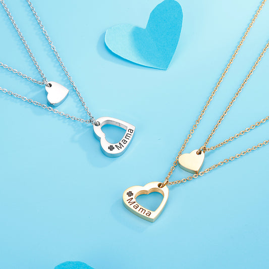 Honeybee Mumford's "Mama" Heart Cutout Double-Layered Necklace