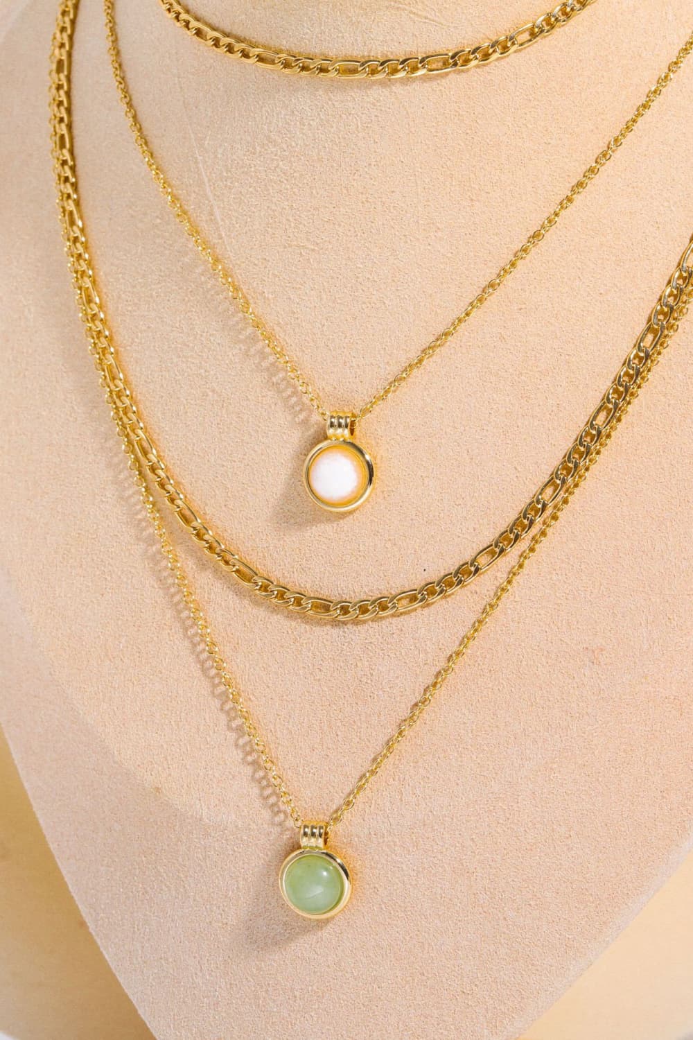 Honeybee Mumford's 14K Gold-Plated Round Shape Aventurine Pendant Necklace