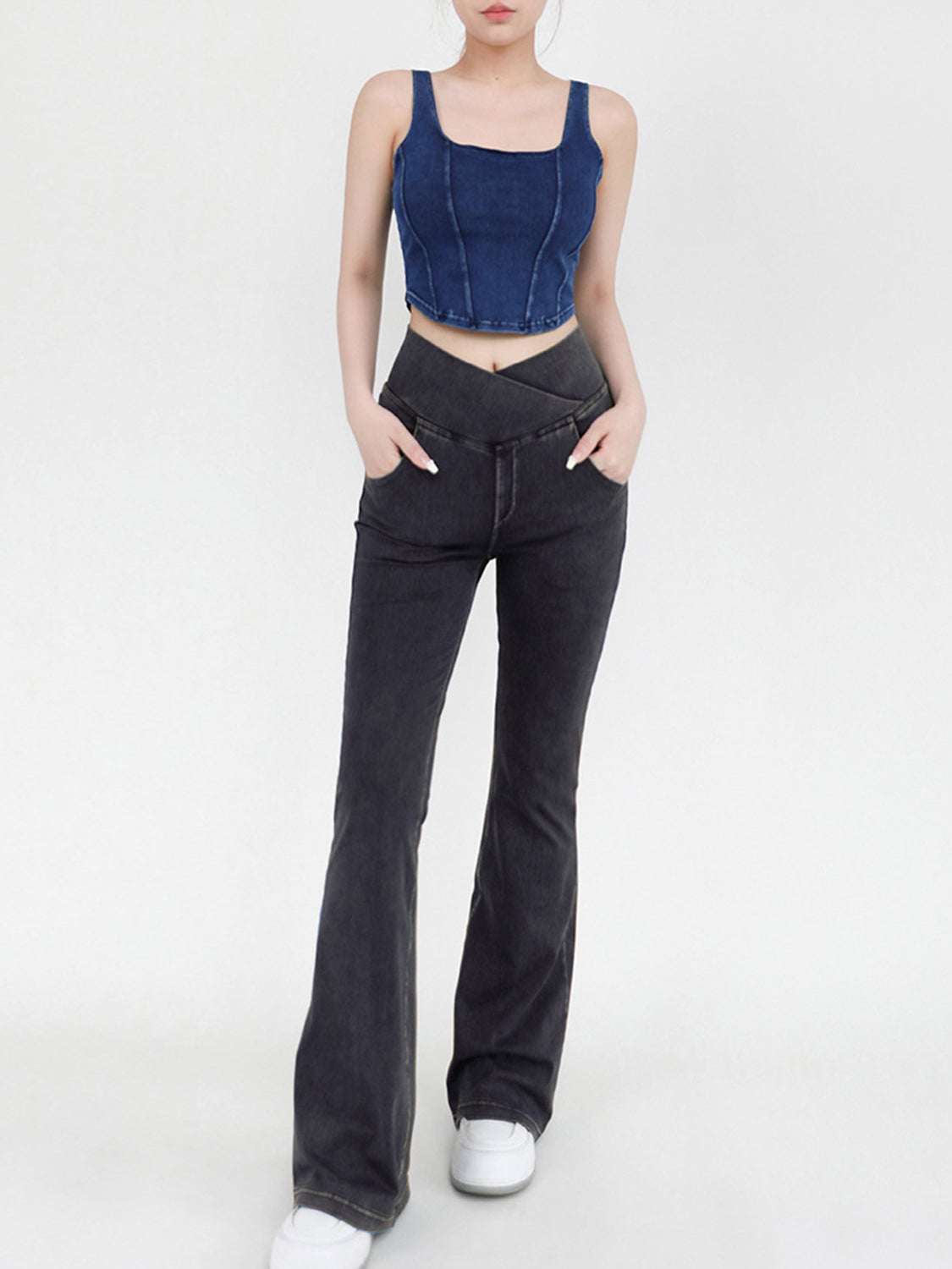 Honeybee Mumford's Wide Waistband Bootcut Jeans with Pockets