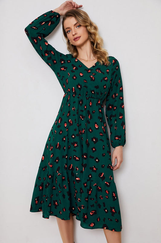 Honeybee Mumford's Printed Surplice Neck Long Sleeve Dress