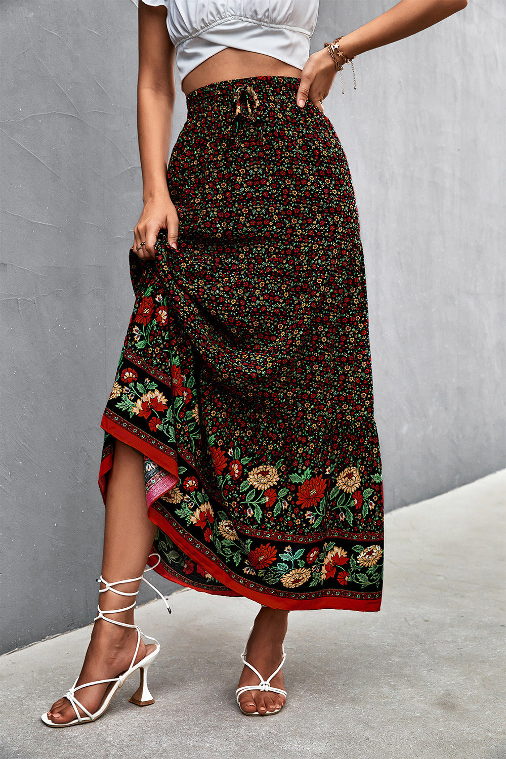 Honeybee Mumford's Floral Tied Maxi Skirt