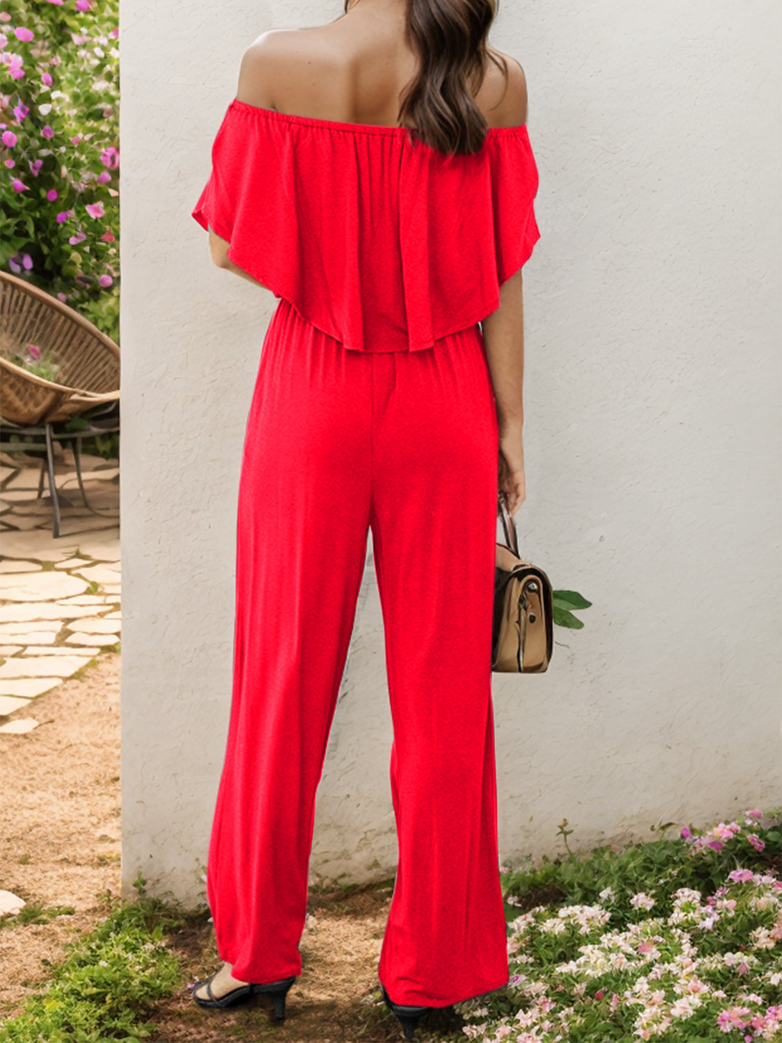 Honeybee Mumford's Off-Shoulder Wide Leg Jumpsuit